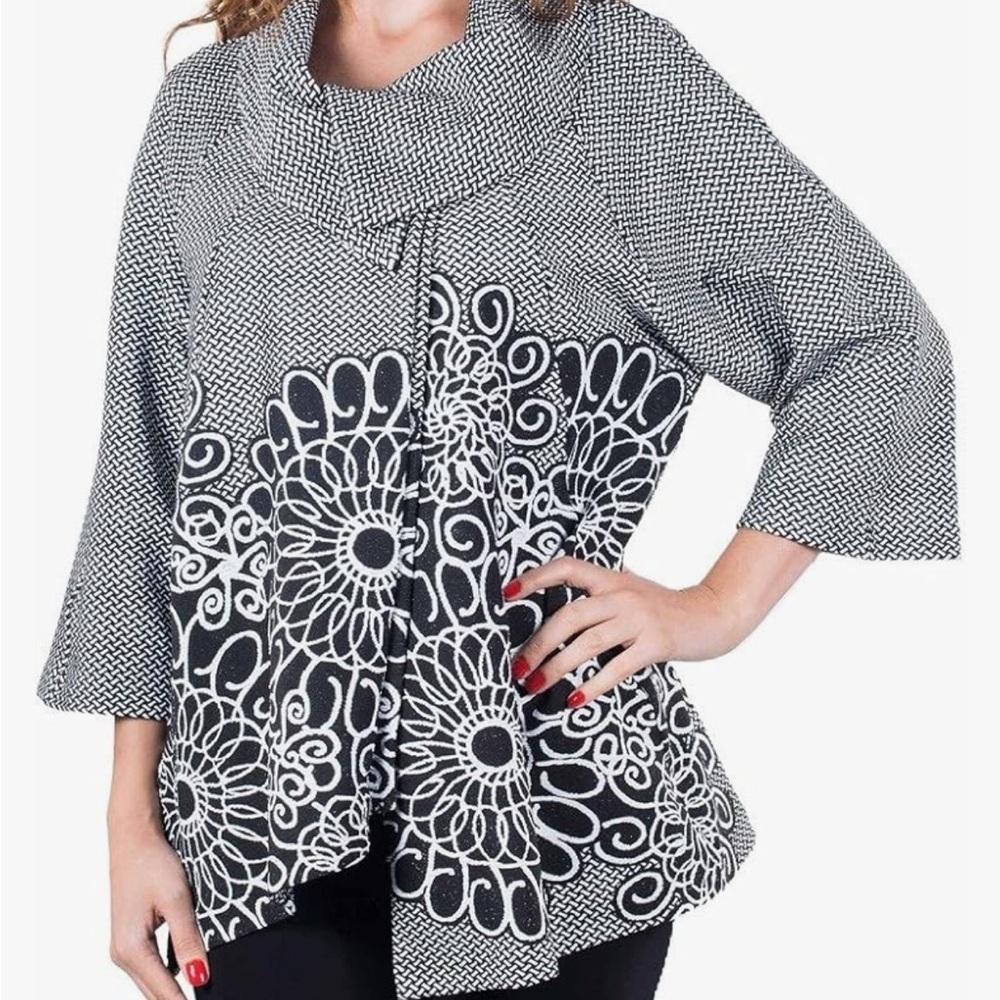 Joseph Ribkoff Black and White Floral Jacket Size US12